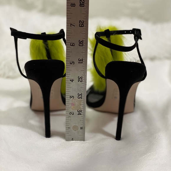 ASOS Hot spell Neón green faux fur stiletto heels size 6 - Picture 4 of 10